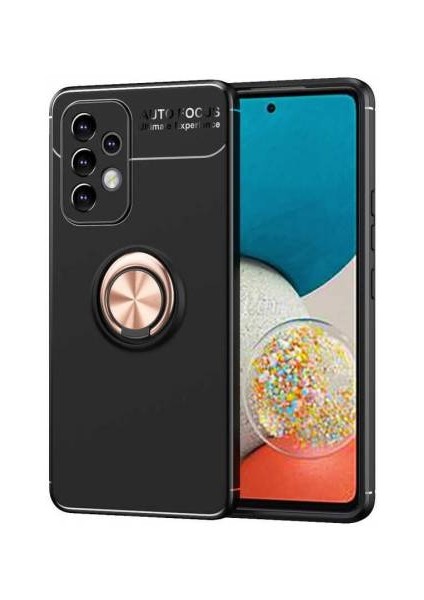 Samsung Galaxy A53 Kılıf Silikon Ravel Yüzüklü Standlı Kamera Korumalı
