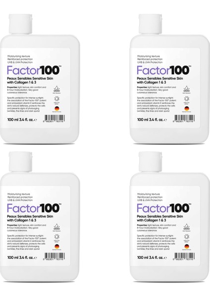 FACTOR100 SPF50+ Yüksek Korumalı Güneşten Koruyucu Krem 100 ml x 4 Adet