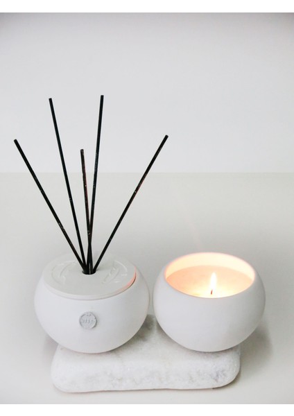 Taştan Yasemin Sandal Ekru Oval Oda Kokusu ve Vegan Mum Seti fiyatları