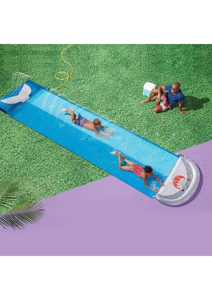 Çift Çocuk Su Kaydırağı Çim Sprey Ped Balina