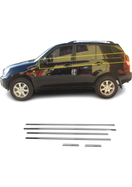 A&G Tuning Chery Tiggo Krom Cam Çıtası 6 Parça 2008 Üzeri P.çelik