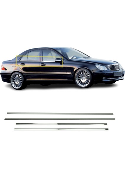 Mercedes C Klasse W203 Krom Cam Çıtası 4 Parça 2001-2007 Arası P.çelik