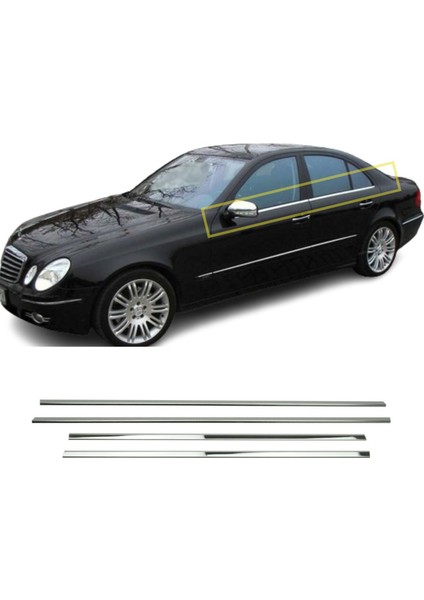 Mercedes E Klasse W211 Krom Cam Çıtası 4 Parça 2002-2009 Arası P.çelik