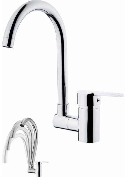 Kare Omega Mix Pencere Önü Katlanır Eviye Mutfak Bataryası