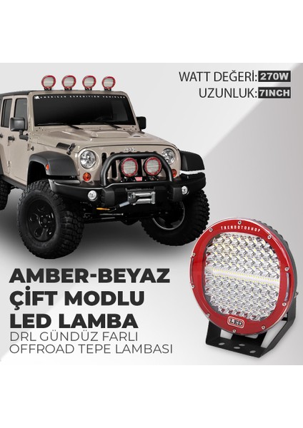 7” Explorer Çift Renk Usa Cree LED Amber-Beyaz Modlu Off Road LED Lamba