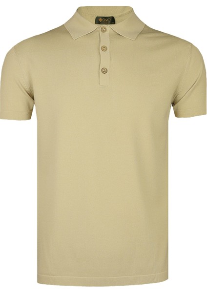 Basic Kum Beji Polo Triko Tişört