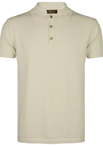 Basic Açık Bej Polo Triko Tişört