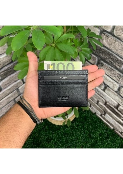 AsyaClub Hakiki Deri Unisex Parlak Siyah Kartlık (T590)