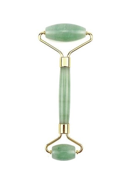 Jade Roller ve Gua Sha Tahta Kiti Yüz Masajı Doğal Taş Vücut Kazanım Cilt Bakım Araçları (Yeşil) (Yurt Dışından)