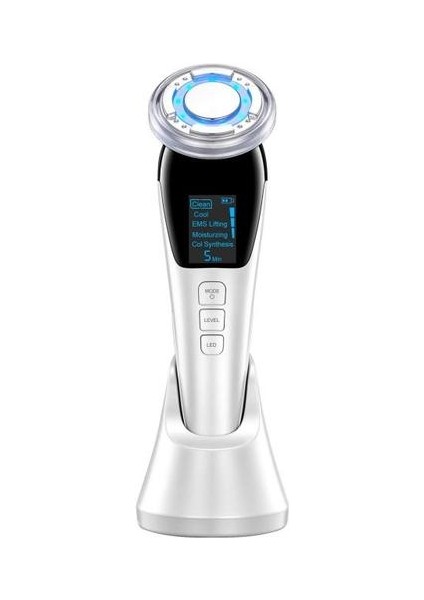 Sıcak Soğuk Ems Yüz Microcurrent Cihazı Iontoforez LED Renk Cilt Gençleştirme Makinesi Yüz Kaldırma Masaj Güzellik Bakım | Iyon Cihazı (Beyaz) (Yurt Dışından)