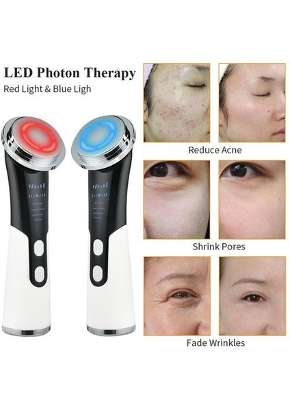 Gençleştirme Kırmızı Mavi LED Foton Güzellik Cihazı Ems Cilt Temizleme Masaj Enstrüman Anti Aging Siyah Cilt Bakım Araçları | LED Maskesi (Yurt Dışından)