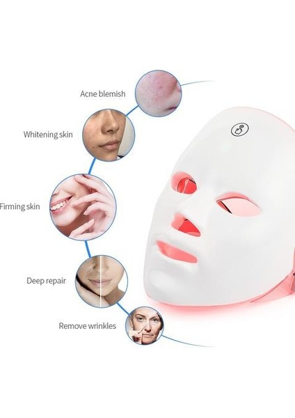 Şarj Edilebilir Pil Yüz LED Maske 7 Renkler LED Foton Terapi Güzellik Maskesi Cilt Gençleştirme Kaldırma Karanlık Nokta Temizleyici Cihazı | LED Maskesi (Yurt Dışından)
