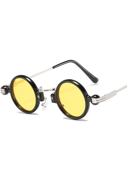 Erkek Uv Korumalı Yuvarlak Güneş Gözlüğü - Gümüş/sarı (Yurt Dışından)