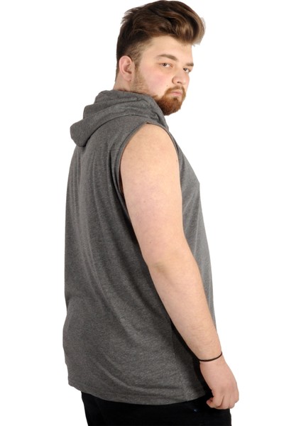 Büyük Beden Erkek Kolsuz Kapşon Basic 21125 Antramelanj