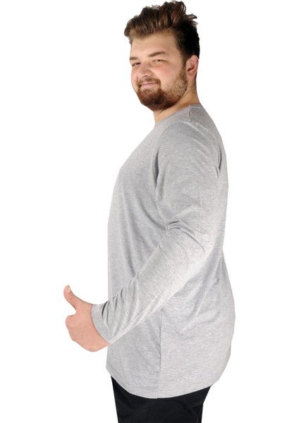 Büyük Beden Erkek Tshirt Likralı Bisiklet Yaka 20102 Grimelanj