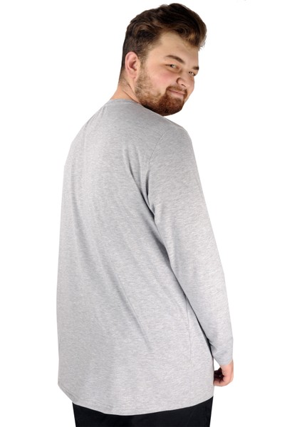Büyük Beden Erkek Tshirt Likralı Bisiklet Yaka 20102 Grimelanj