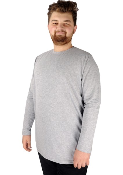 Büyük Beden Erkek Tshirt Likralı Bisiklet Yaka 20102 Grimelanj