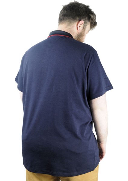 Büyük Beden T Shirt Polo Likralı Süprem Nakış 21554 Lacivert