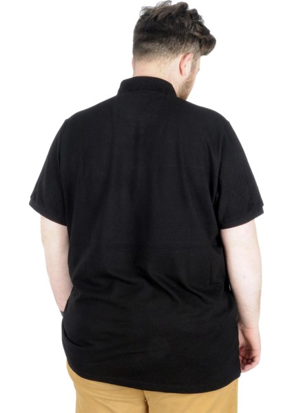 Büyük Beden T-Shirt Polo MD500E 22342 Siyah