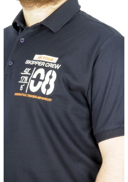 Büyük Beden T-Shirt Polo Skipper Crew 22341 Lacivert