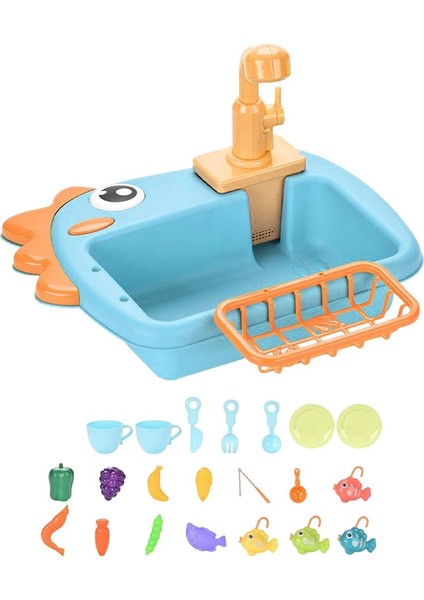 Mutfak Lavabosu Oyun Seti, Oyuncak Oyun Toy Bulaşık Toys Oyuncaklar Erkekler ve Kızlar Mavi