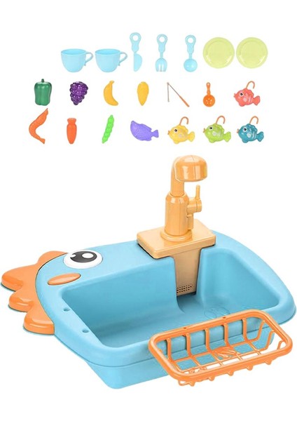 Mutfak Lavabosu Oyun Seti, Oyuncak Oyun Toy Bulaşık Toys Oyuncaklar Erkekler ve Kızlar Mavi