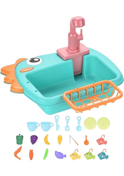 Mutfak Lavabosu Oyun Seti, Oyuncak Oyun Toy Bulaşık Toys Oyuncaklar Erkekler ve Kızlar Yeşil