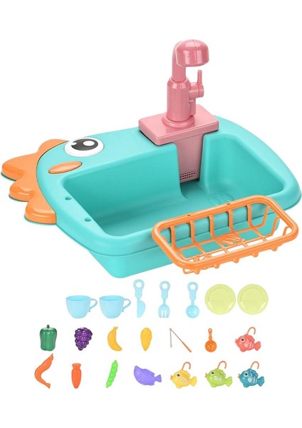 Mutfak Lavabosu Oyun Seti, Oyuncak Oyun Toy Bulaşık Toys Oyuncaklar Erkekler ve Kızlar Yeşil
