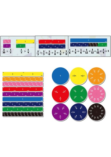 102X Fraksiyon Oyuncak Matematik Eğitim Oyuncak Fraksiyon Fayans ve Çevreler Çocuklar