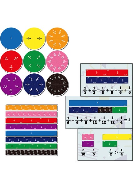 102X Fraksiyon Oyuncak Matematik Eğitim Oyuncak Fraksiyon Fayans ve Çevreler Çocuklar