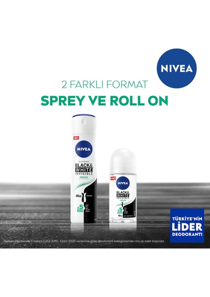 NIVEA Kadın Sprey Deodorant Black&White Fresh Invisible 150ml48 Saat Anti-perspirant Koruma