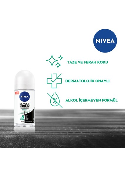 Kadın Roll-on Deodorant Black& White Invisible Fresh 50ml