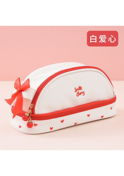 Büyük Kapasiteli Desenli Kalem Kutusu - Beyaz (Yurt Dışından)