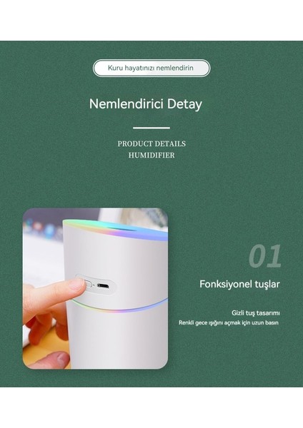 Hava Nemlendirici USB Mini Renkli Değişen Atmosfer Işığı Araba Ev (Yurt Dışından)