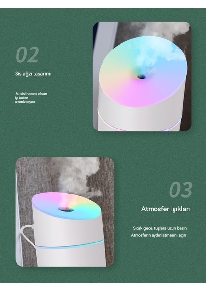 Hava Nemlendirici USB Mini Renkli Değişen Atmosfer Işığı Araba Ev (Yurt Dışından)
