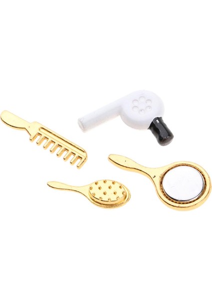 Dollhouse Minyatür Tarak Aynası Saç Kurutma Makinesi Setleri 1/12 Bebek Ev Banyo fırsatları