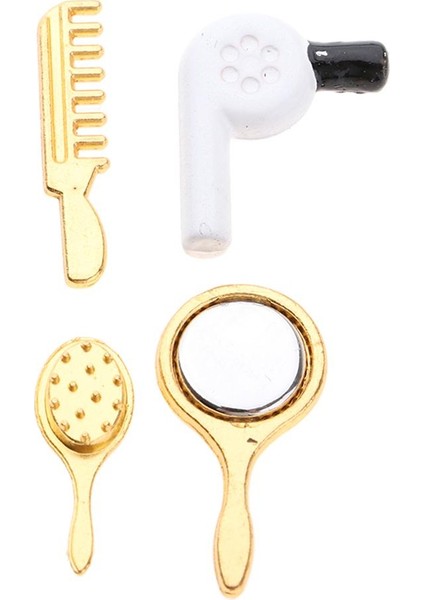 Dollhouse Minyatür Tarak Aynası Saç Kurutma Makinesi Setleri 1/12 Bebek Ev Banyo indirimleri