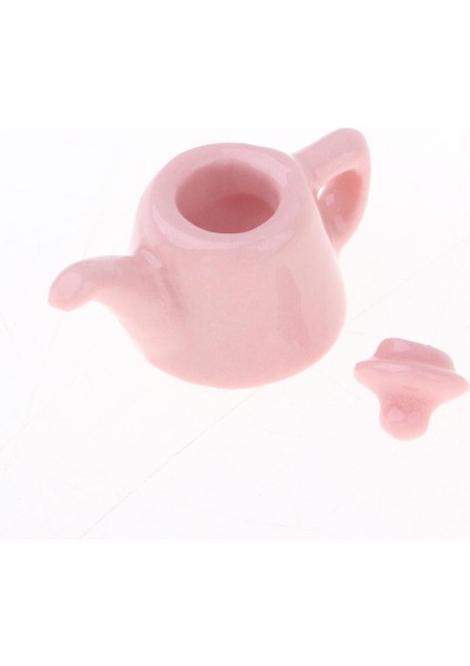 5pcs 1/12 Dollhouse Minyatürleri Yemek Porsu Porselen Kiti Pembe fırsatları