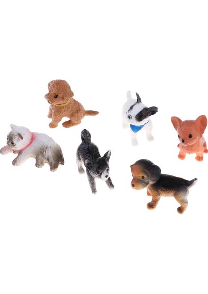 6pcs Minyatür Pet Puppy Figürleri Reçine Craft- 1/12 Dollhouse(Yurt Dışından)