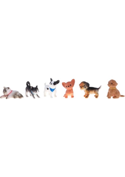 6pcs Minyatür Pet Puppy Figürleri Reçine Craft- 1/12 Dollhouse(Yurt Dışından)