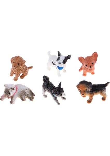 6pcs Minyatür Pet Puppy Figürleri Reçine Craft- 1/12 Dollhouse(Yurt Dışından)