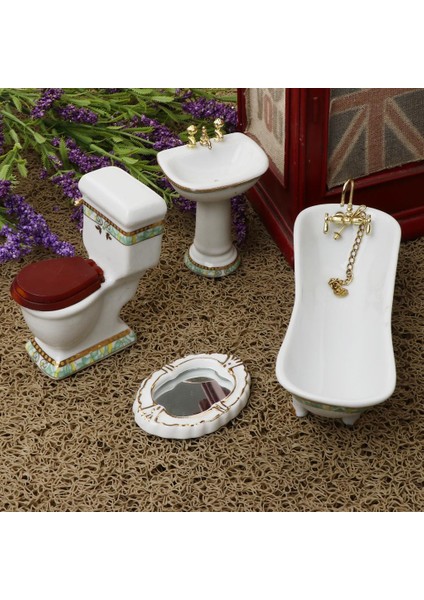Prettyia 4pcs Beyaz Porselen Banyo Modeli Seti 1/12 Dollhouse Minyatür #1 White1 modelleri
