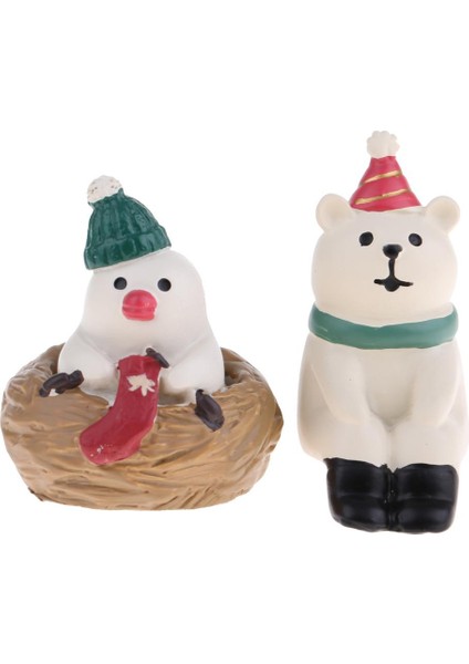 El Yapımı Dollhouse Reçine Yaratıcı Noel Süsleri Ayı Penguen Karikatür