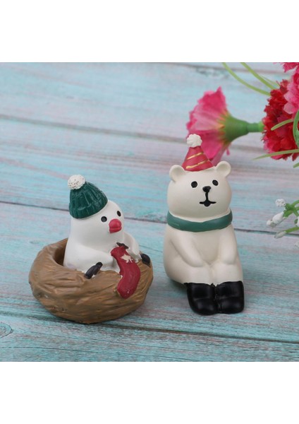 El Yapımı Dollhouse Reçine Yaratıcı Noel Süsleri Ayı Penguen Karikatür fiyatları