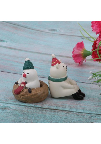 El Yapımı Dollhouse Reçine Yaratıcı Noel Süsleri Ayı Penguen Karikatür modelleri