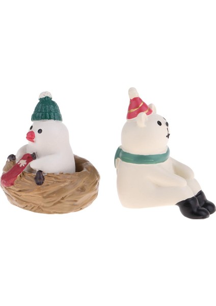 El Yapımı Dollhouse Reçine Yaratıcı Noel Süsleri Ayı Penguen Karikatür indirimleri