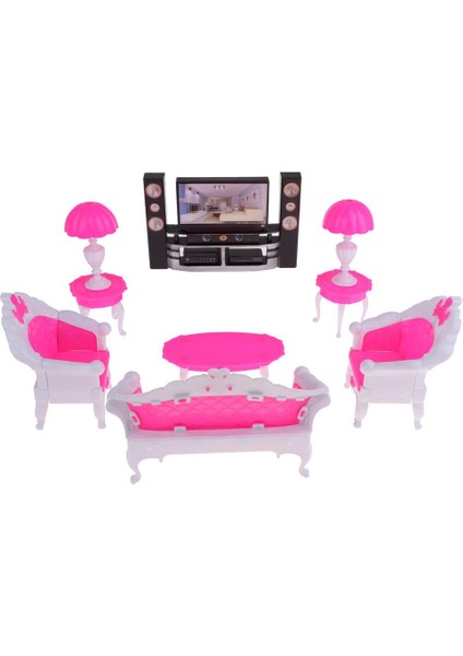 7pcs Dollhouse Minyatürler Mobilya El Yapımı Dekor Uç Tablo Kanepe Masa Lambası Tv(Yurt Dışından)