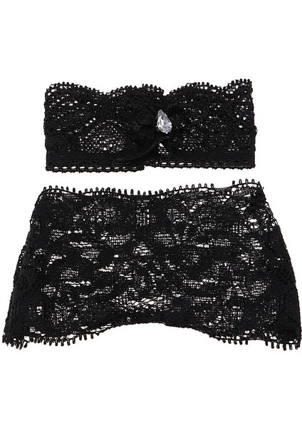 Lolita Bebek Accs Moda Iç Çamaşırı Tüpü Üst Siyah Dantel 1/4 Gece