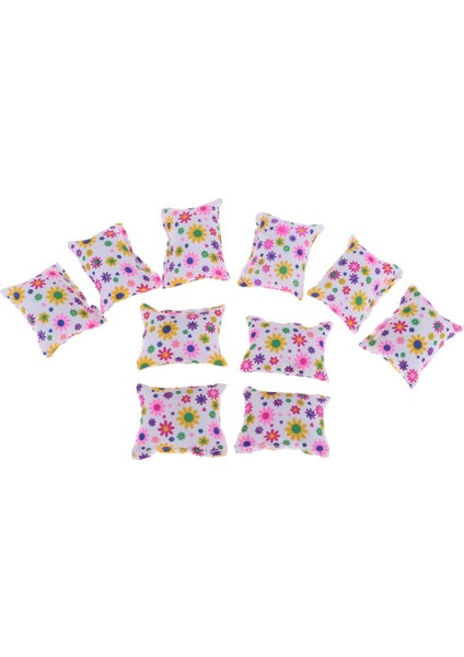 10PCS 1/6 Dollhouse Minyatür Çiçek Yastığı Kapak Kanepe Dekorasyon Aksesuar