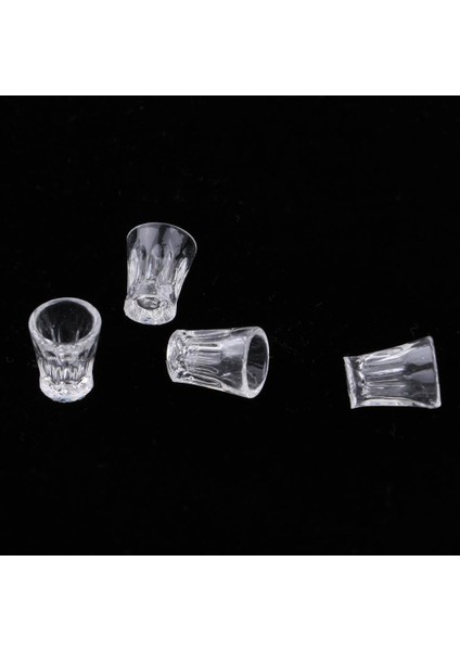 4pcs Dollhouse Mini Sofra Takımı Dekor Plastik Içecek Su Bardağı Şeffaf